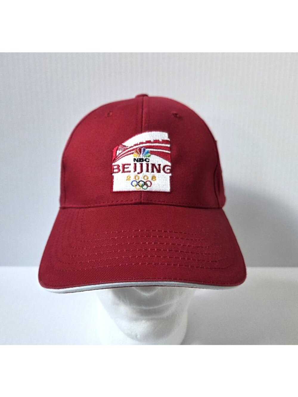 Vintage 2008 Beijing Olympics NBC Sports Hat Cap Strapback Red K Products NEW